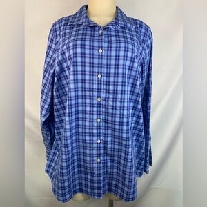 Lands End Blue Plaid Long Sleeve Button Up Shirt Women’s Size 20W